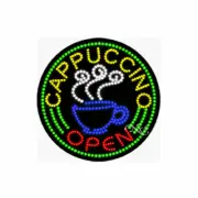NEW “OPEN CAPPUCCINO" 26x26 SOLID & ANIMATED LED SIGN w/CUSTOM OPTIONS 21129