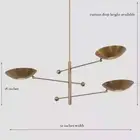 3 Light Pendant Mid Century Modern Raw Brass Sputnik chandelier light Fixture
