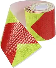 HIAKDOFT Reflective Safety Warning Tape Self-adhesive Arrow Markings High Visibility for Vehicles Trailers Boats Yellow Red Effortless Installation for Enhanced Safety