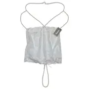 Frederick's of Hollywood Tatiana Open Cup Teddy Lace Pearl Lingerie Size XL