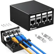 Enmane 4Port Patch Panel CAT7 Keystone Patch Panel Shielded Network Patch Patch with Smart Cable Management for Home/Office Network (1U 4Port, CAT7)