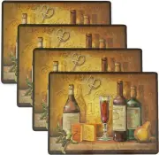 Benson Mills Cork Placemats 12" x 16" Rectangular Set of 4, Bordeaux Wine