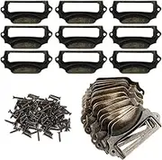 TTBDDM Pack of 30 Iron Pull Handles, Bronze Vintage Label Holders with 60 Screws for Kitchen, School, Office Drawers