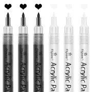 Acrylic Paint Pens,6 Pack Black White Paint Markers, Paint Pens for Rock1522