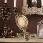 Vintage Handheld Mirror Embossed Rose Personal Princess Compact Decorative