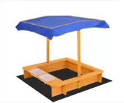 Keezi Kids Canopy Sandpit Outdoor Toys Wooden Play Sand Pit Water Box