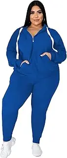 [PINSV] Women Plus Size 2 Piece Outfits Sweatsuits Hooded Tracksuit Jogging Suits
