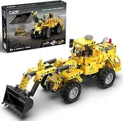 [CaDA] Construction Vehicle Building Toys - 693Pcs 2-in-1 Wheel Loader & Bulldozer Building Bricks Kit for Age 8-12 Boys Kids Birthday Gifts, STEM Engineering Car Building Blocks Set Model