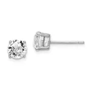 Sterling Silver Rhod-Pltd Clear Crystal Birthstone Earrings