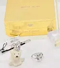 NWT Juicy Couture Silver Tone Pave Bow & Heart CZ Bangle, Ring Size 8, Set Of 2