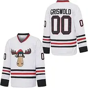 [projersey] #00 Clark Griswold X-Mas Christmas Vacation Mens Movie Hockey Jersey White Stitched