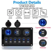 Car 6 12V Gang Switch Panel USB LED Toggle Rocker ON-OFF For Boat Marine Caravan (for: Daihatsu)