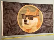 DOGECOIN FLAG FREE SHIP USA SELLER! Crypto Dogecoin Sunglasses Poster Sign 3x5'