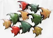 Angelfish hand painted rustic metal wall art sea life decor