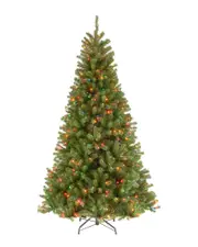 National Tree Company 7ft North Valley Spruce Hinged Tree with 500 Multi Lights