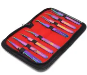 8x Multifunction Eyelash Extension Tweezers for Salons Stainless Steel - Rainbow