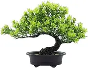 Qianly Artificial Bonsai Tree Indoor Fake Plants Bonsai Tree Welcome Potted Artificial Plants for Desk Living Room Home Yard, Green