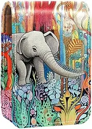 Lipstick Case,Portable Makeup Bag Cosmetic Pouch,Lipstick Holder Makeup Organizer,Abstract Colored Plant Elephant