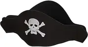 Black Pirate Hat Flat Foam - One Size Fits Most (Pack Of 1) - Ideal For Costume Parties, Halloween & Fun