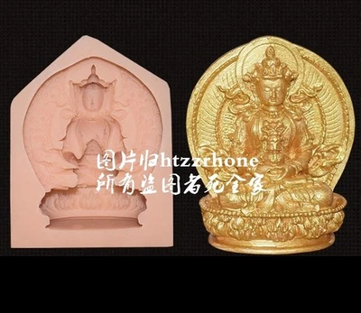 Silicone Amitayus Statue Mold Boundless Life Buddha Resin Mould Temple Craft