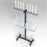 Tennis Racket Storage Rack,Commercial Tennis Rackets Display Stand, Child/Adults Movable Badminton Racquet Storage Rack with Lockable Wheels, for Gym/Garages/Schools Small Space