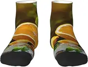 [EdWal] Yellow Lemon print Men's Moisture Control Crew Socks Socks For Men and Women Gifts For Golf, Hunting, Camping