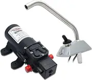 Cold Water Tap With Water Pump 12V High Pressure Micro Self-Priming Diaphragm Galley Electric Pump & 360° Spin Faucet Tap for Boat Caravan Motorhome Campervan T5 T6