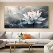 Elegant White & Pink for Lotus Flower Unframed Canvas Painting for Living