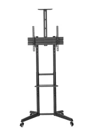 Brateck Compact Steel TV Cart With Top And Center Shelf - Black