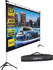 KdWiHVv Projector Screen with Stand Indoor Outdoor Portable Projection Screen -