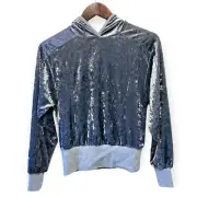 Habitual Girl Sz 12 Long Sleeve Marley Velour Top Kids Hoodie Shiny Light Grey