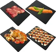 4 PCS 12x8 Inch Slate Cheese Board - Natural Black Stone Slate Charcuterie Boards Serving Tray - Gourmet Serving Platter Tray for Meat Cheese Sushi Bread Pastry Appetizers