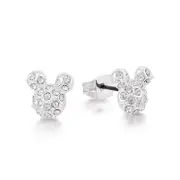 Disney Couture Kingdom - Mickey Mouse - Pave` Crystal Stud Earrings White Gold