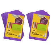 20pc Marbig Brights Slimpick Foolscap Document Wallet Paper Storage Purple