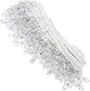 KALLORY Beaded Fringe Trim Decorative Curtain Edging for DIY Projects White Beaded Tassel Pendant for Home Decor Cushions and Throws