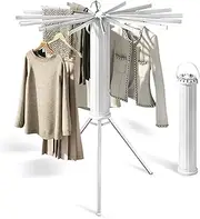 Tripod Clothes Drying Rack with 16 51cm Stainless Steel Poles, Foldable Octopus Laundry Drying Rack, 35kg Capacity, Portable Clothes Airer for Indoor Outdoor Use