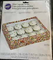 Wilton Three Brightly Colored 12 Mini Cupcake Boxes New