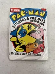 1980 FLEER PAC-MAN Wax Pack Sealed Unopened Stickers Rub-Off Cards Midway Arcade