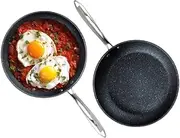 Granite Stone Professional Frying Pan Set, Hard Anodized Ultra Nonstick 10” & 11.5” Pro Chef’s Skillet Set, Durable Granite Surface Coated 3X and Infused with Minerals & Diamonds, Induction Capable,Black