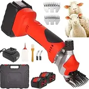 Electric Cordless Sheep Shears, 550W Sheep Shearing Clippers with 2 Batteries, 9/13 Straight Tooth Stainless Steel Detachable Blade, Farm Sheep Wool Shearing Clipper for Sheep Goat Pet 9-Tooth