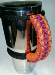 Paracord Handle for 40oz,30oz, or 20ozYeti Ozark & Rtic Orange & Purple pattern