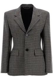 [BALENCIAGA] Checkered Cotton Blazer Jacket FR 40 BROWN
