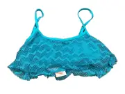Roxy Making Waves Crochet Flounce Bikini Top size M Teal
