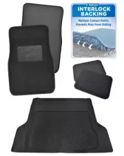 Advanced Interlock Front Rear Floor Mats + Rubber All-Weather Trunk Liner 5 PC (for: Fiat)