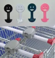 3 x Smile Shopping Trolley Token Keys - Black, White, Green, Pink - Removable