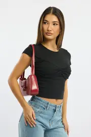 Black Top Short Sleeve - Size 12M, Women's Top
