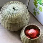 for Home Picnic Decorative Wicker Tray Rattan Box with Lid Storage Basket