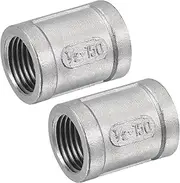 uxcell Pipe Fitting 1/2 NPT Female Thread Straight Hose Connector Adapter, 304 Stainless Steel Pack of 2