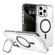 For iPhone 16 Series Magnetic Case with Stand Full Body Case-Black