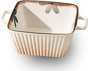 Soup Bowls with Handles Noodle Ramen Curry Bowl,Ceramic Bowl,Soup Bowl Microwave Safe,Udon Noodle Bowl,Ramen Bowl Ceramic,Pho Bowls Large-White-A-Rectangle,22x18x8cm,1200ml